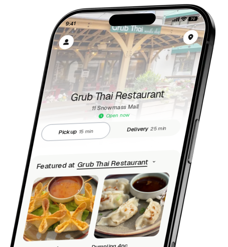 Grub Thai Restaurant app preview